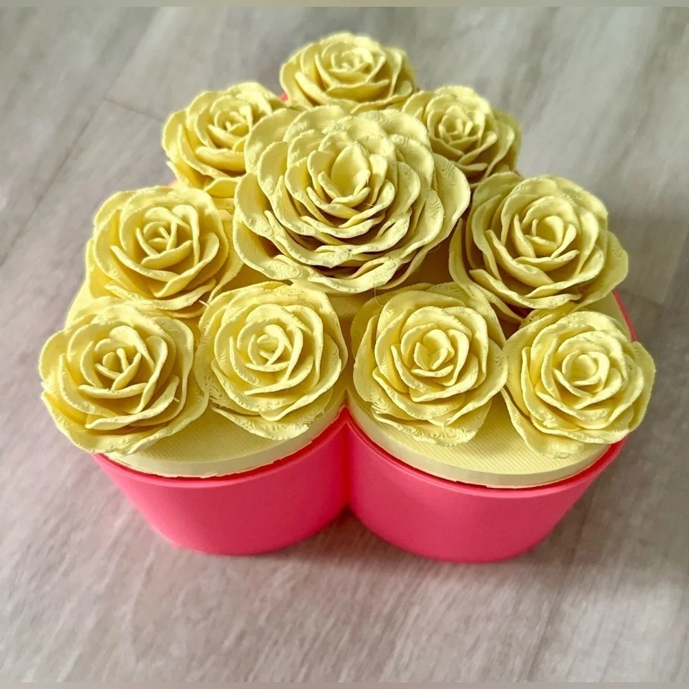 Roses Heart Container Valentine's Day 3D printed jewelry box gift